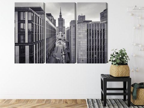Obraz Wieloczęściowy Panorama Centrum Warszawy Czarno-Biała