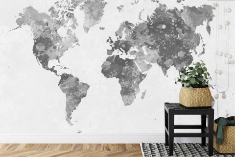 Fototapeta Mapa Świata Akwarela Monochromatyczne