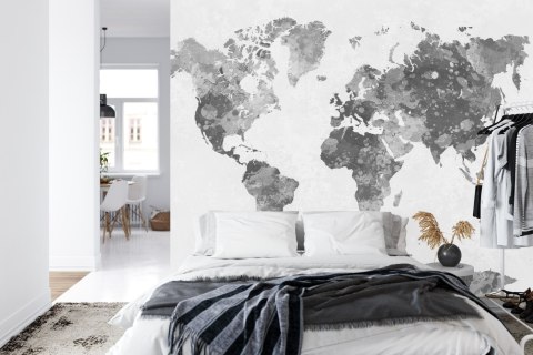 Fototapeta Mapa Świata Akwarela Monochromatyczne
