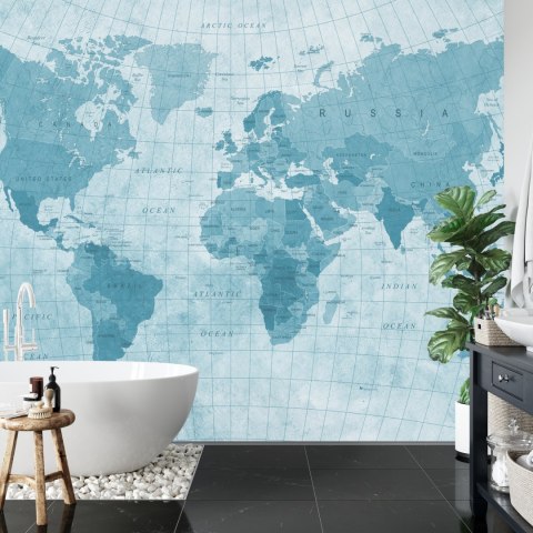 Fototapeta Mapa Świata Teksturowana Na Niebiesko