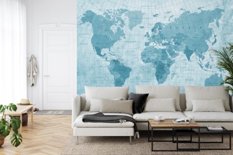 Fototapeta Mapa Świata Teksturowana Na Niebiesko