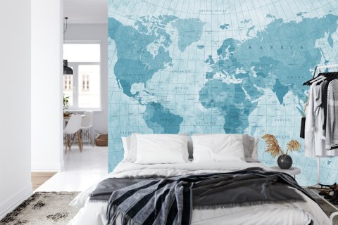 Fototapeta Mapa Świata Teksturowana Na Niebiesko