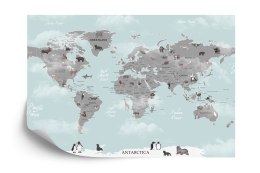 Fototapeta Animals World Map For Kids Wallpaper Design