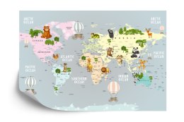 Fototapeta Animals World Map For Kids Wallpaper Design