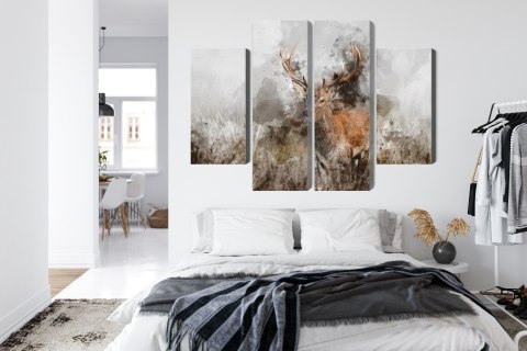 Obraz Wieloczęściowy Jeleń Malowany Akwarelą 3D