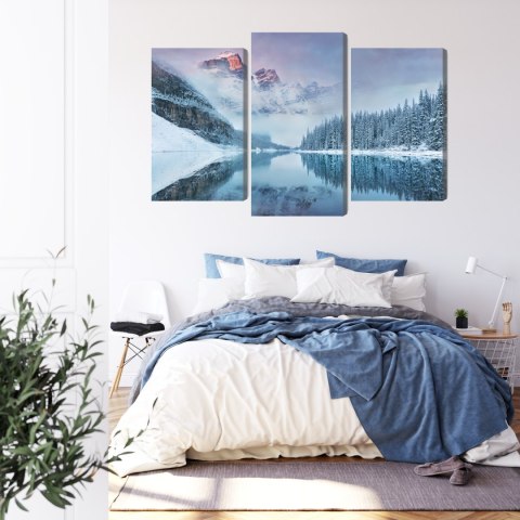 Obraz Wieloczęściowy Kanadyjskie Jezioro Morenowe W Zimowy Dzień