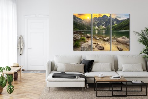 Obraz Wieloczęściowy Morskie Oko W Tatrach O Zachodzie Słońca 3D