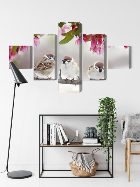 Obraz Wieloczęściowy Wróble Wśród Kwiatów