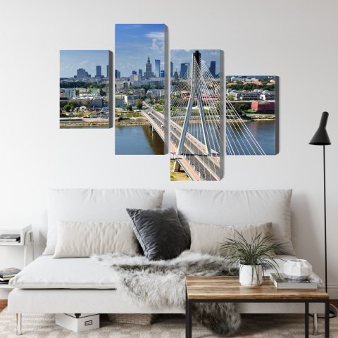 Obraz Wieloczęściowy Most Z Panoramą Warszawy W Tle