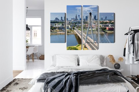 Obraz Wieloczęściowy Most Z Panoramą Warszawy W Tle