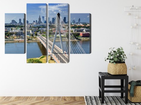 Obraz Wieloczęściowy Most Z Panoramą Warszawy W Tle
