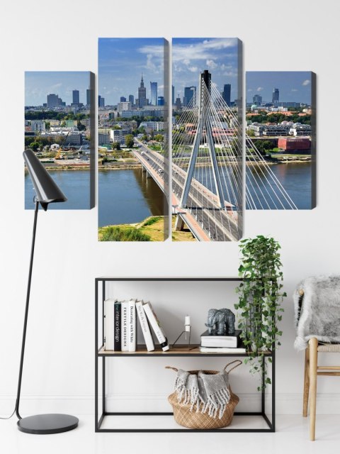 Obraz Wieloczęściowy Most Z Panoramą Warszawy W Tle