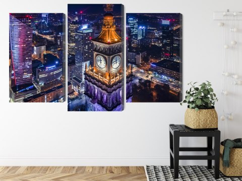Obraz Wieloczęściowy Warszawska Panorama Nocą