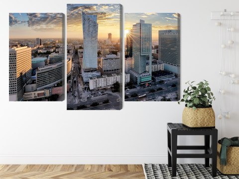 Obraz Wieloczęściowy Warszawskie Wieżowce O Zachodzie Słońca