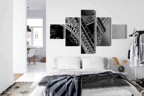 Obraz Wieloczęściowy Czarno-Biały Widok Na Wieżę Eiffla Od Dołu