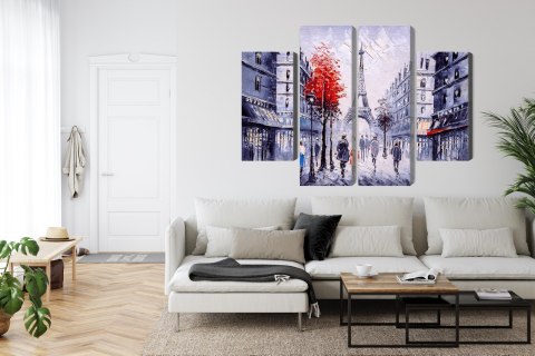 Obraz Wieloczęściowy Widok Paryskiej Ulicy Jak Namalowany