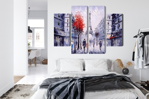 Obraz Wieloczęściowy Widok Paryskiej Ulicy Jak Namalowany