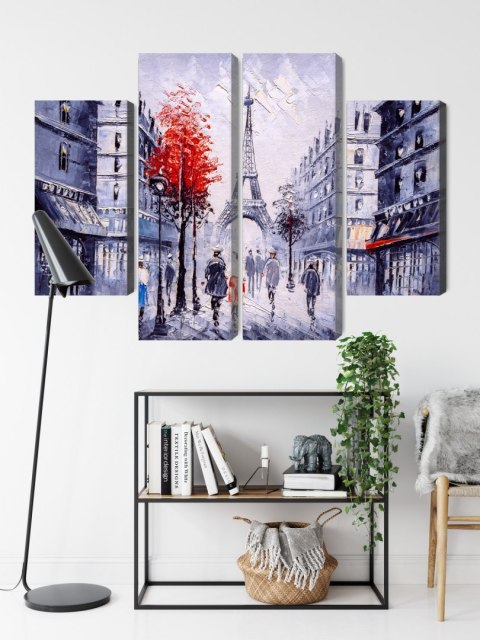 Obraz Wieloczęściowy Widok Paryskiej Ulicy Jak Namalowany