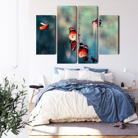 Obraz Wieloczęściowy Kolorowe Motyle W Skali Makro