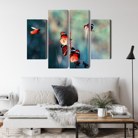 Obraz Wieloczęściowy Kolorowe Motyle W Skali Makro