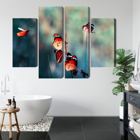Obraz Wieloczęściowy Kolorowe Motyle W Skali Makro