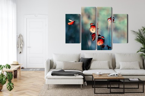 Obraz Wieloczęściowy Kolorowe Motyle W Skali Makro