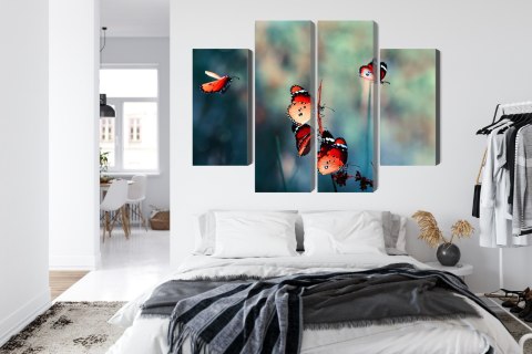 Obraz Wieloczęściowy Kolorowe Motyle W Skali Makro