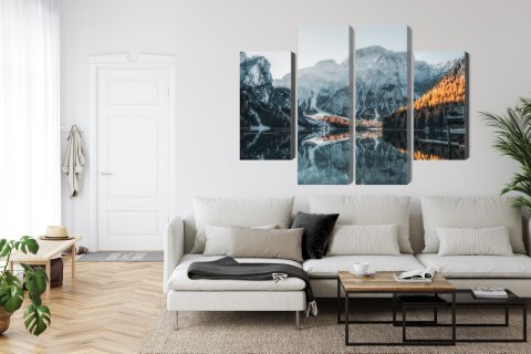 Obraz Wieloczęściowy Włoskie Jezioro Braies 3D