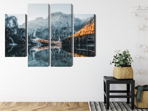 Obraz Wieloczęściowy Włoskie Jezioro Braies 3D