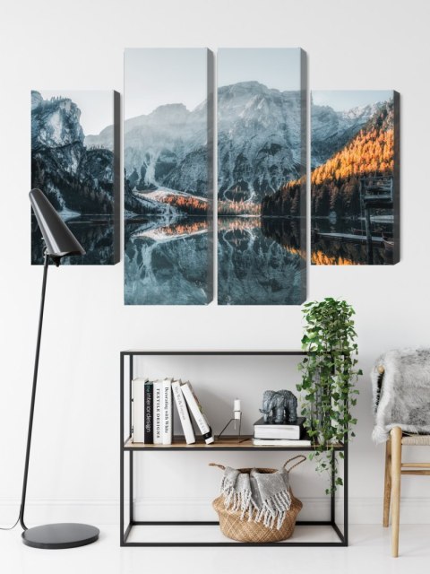 Obraz Wieloczęściowy Włoskie Jezioro Braies 3D