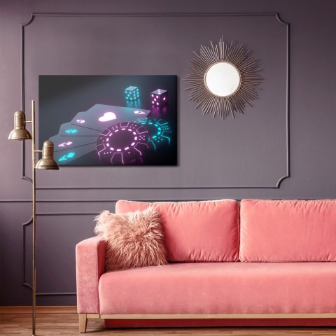 Obraz Na Płótnie Neonowy Zestaw Do Pokera