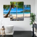 Obraz Wieloczęściowy Tropikalna Plaża Z Palmą 3D