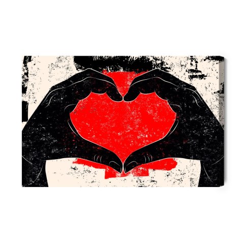 Obraz Na Płótnie Dłonie Ułożone W Kształcie Serca W Stylu Vintage