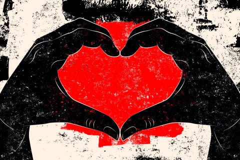 Obraz Na Płótnie Dłonie Ułożone W Kształcie Serca W Stylu Vintage