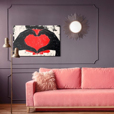 Obraz Na Płótnie Dłonie Ułożone W Kształcie Serca W Stylu Vintage