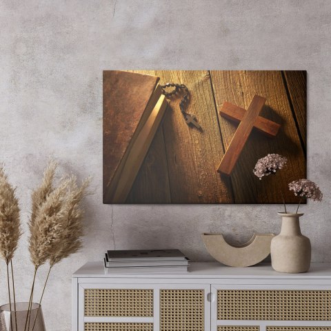 Obraz Na Płótnie Krzyż Na Drewnie