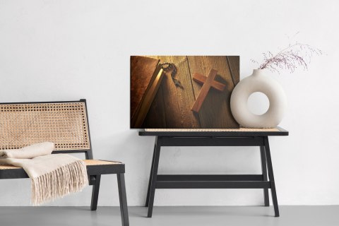 Obraz Na Płótnie Krzyż Na Drewnie