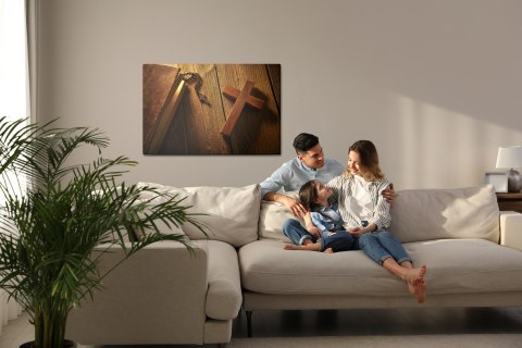 Obraz Na Płótnie Krzyż Na Drewnie