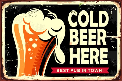 Obraz Na Płótnie Kubek Piwa I Napis Retro