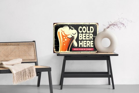 Obraz Na Płótnie Kubek Piwa I Napis Retro