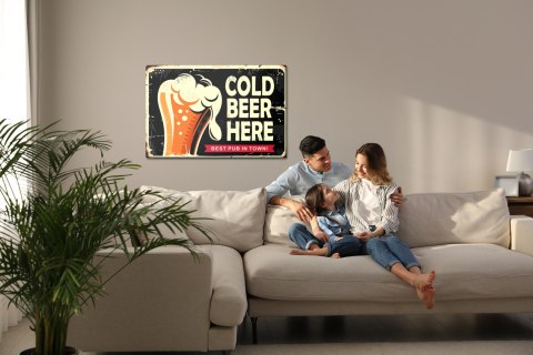 Obraz Na Płótnie Kubek Piwa I Napis Retro