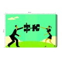 Obraz Na Płótnie Para Łącząca Puzzle W Stylu Vintage
