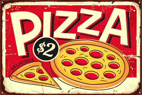 Obraz Na Płótnie Pizza I Napis Retro