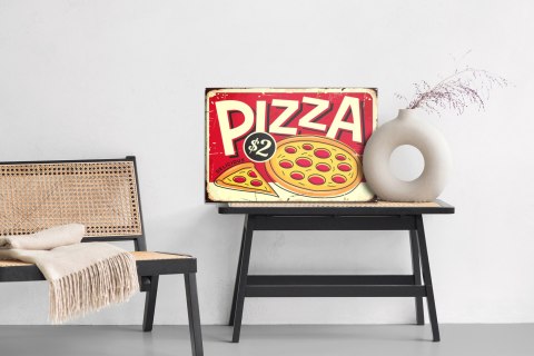 Obraz Na Płótnie Pizza I Napis Retro