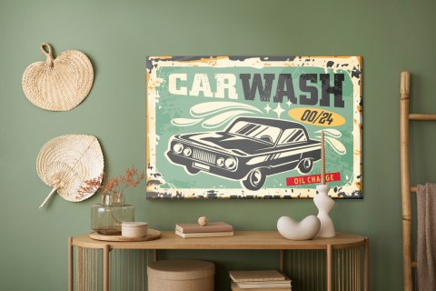 Obraz Na Płótnie Stary Samochód I Napis Retro