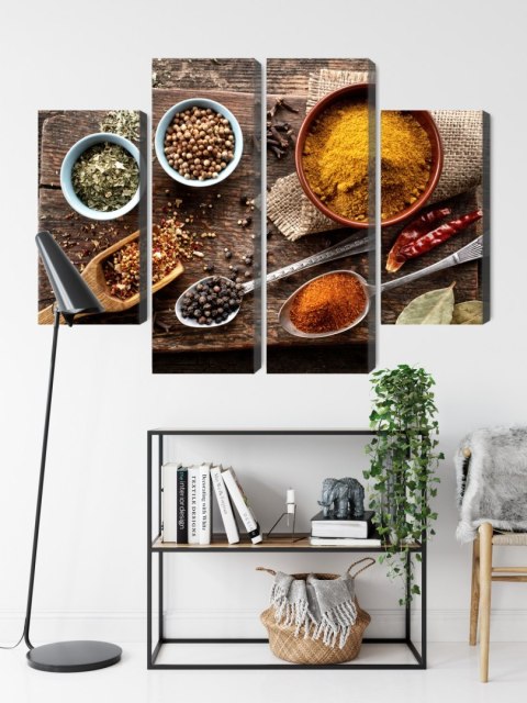 Obraz Wieloczęściowy Deska Z Różnymi Przyprawami