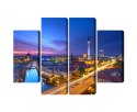 Obraz Wieloczęściowy Panorama Berlina O Zachodzie Słońca