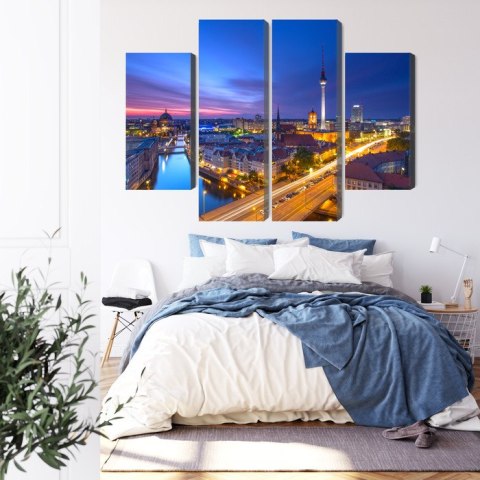 Obraz Wieloczęściowy Panorama Berlina O Zachodzie Słońca