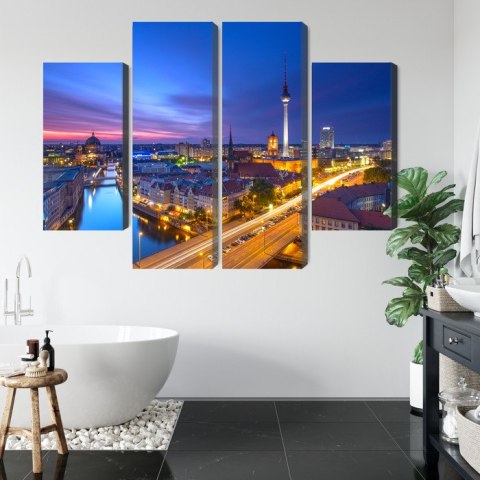Obraz Wieloczęściowy Panorama Berlina O Zachodzie Słońca