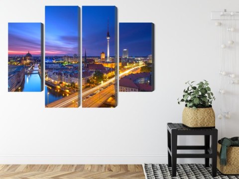 Obraz Wieloczęściowy Panorama Berlina O Zachodzie Słońca